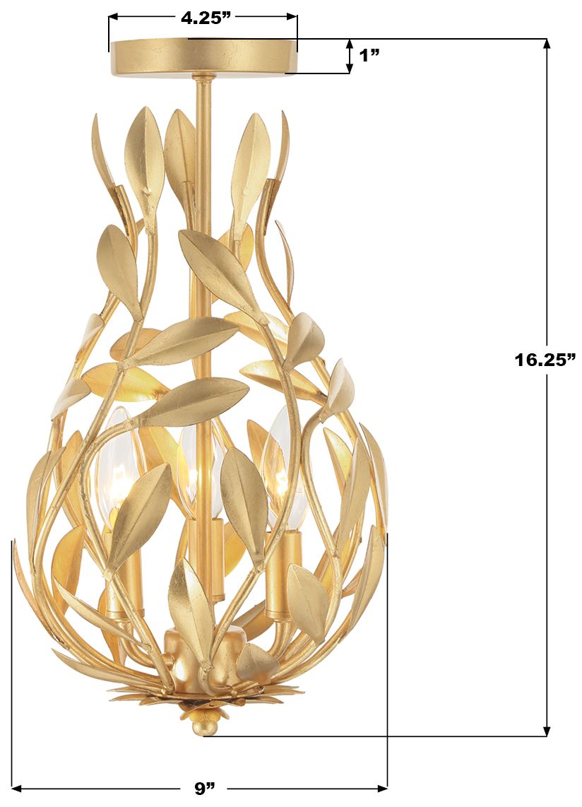 Image 7 Crystorama Broche 9'' Antique Gold Semi Flush Mount more views