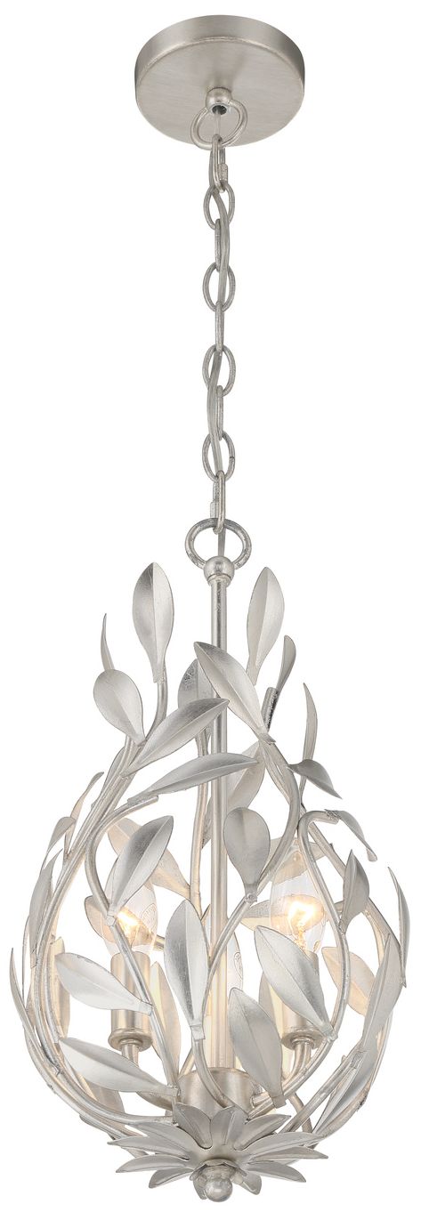 Image 4 Crystorama Broche 9'' Antique Silver Chandelier more views