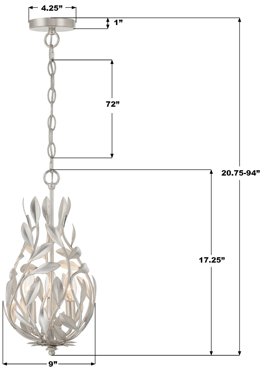 Image 7 Crystorama Broche 9'' Antique Silver Chandelier more views