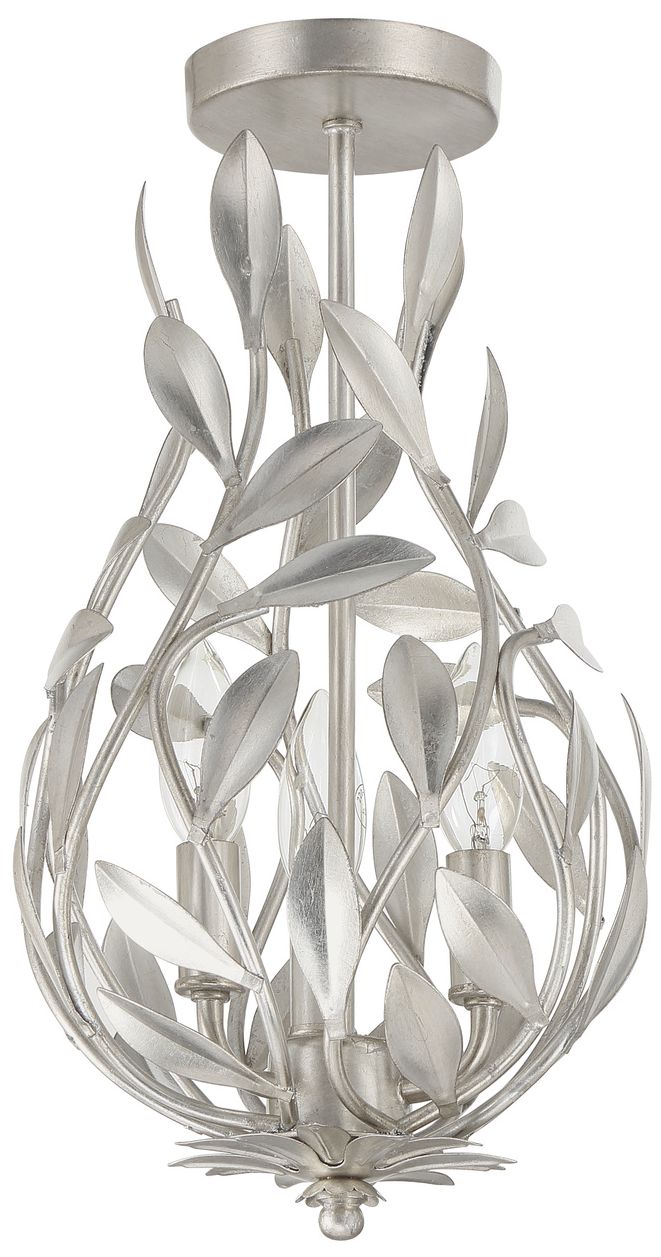 Thumbnail2 of Crystorama Broche 9'' Antique Silver Semi Flush Mount more views