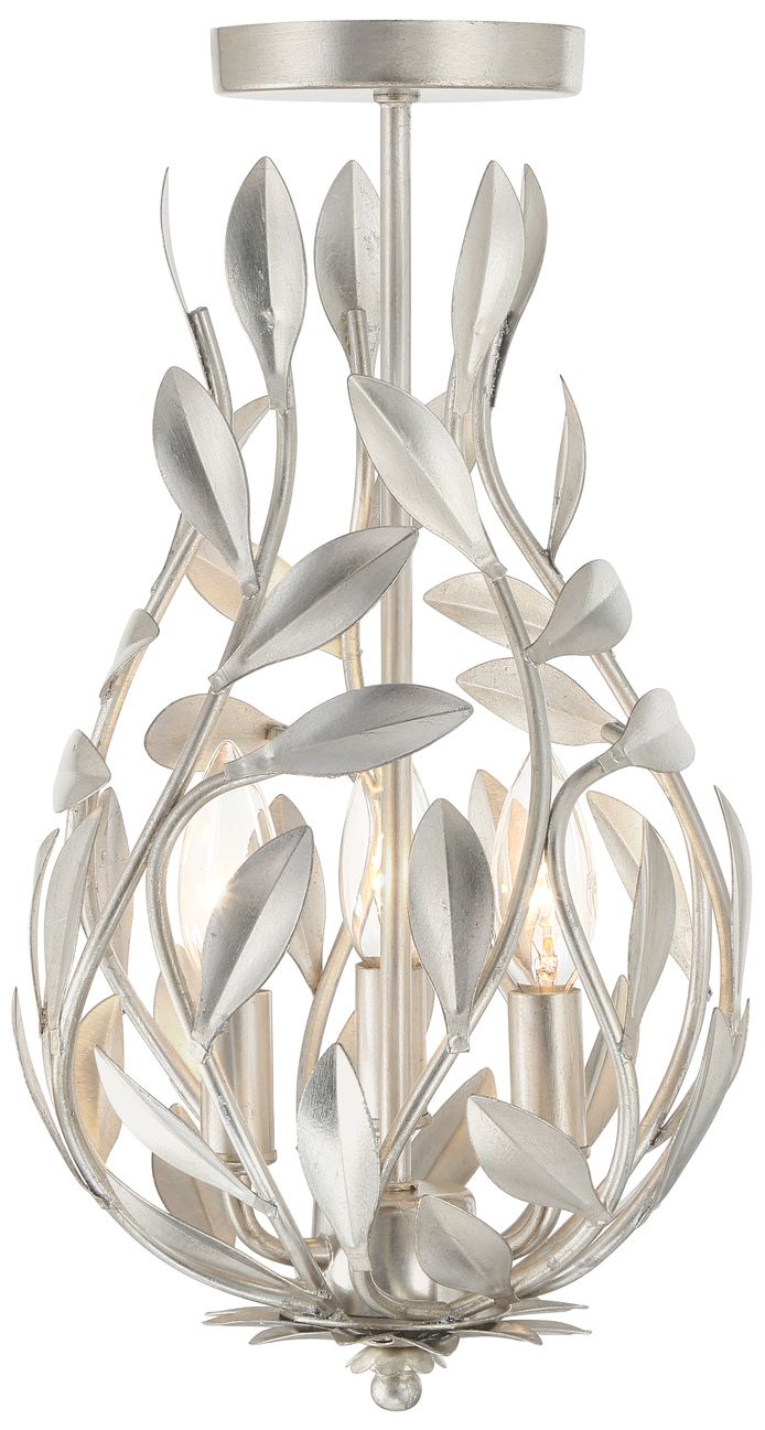 Thumbnail3 of Crystorama Broche 9'' Antique Silver Semi Flush Mount more views