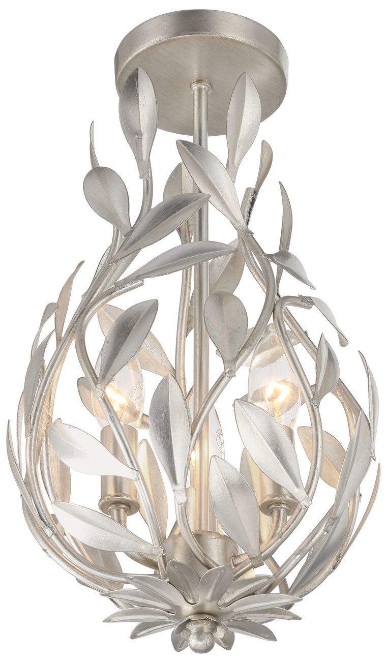 Thumbnail4 of Crystorama Broche 9'' Antique Silver Semi Flush Mount more views