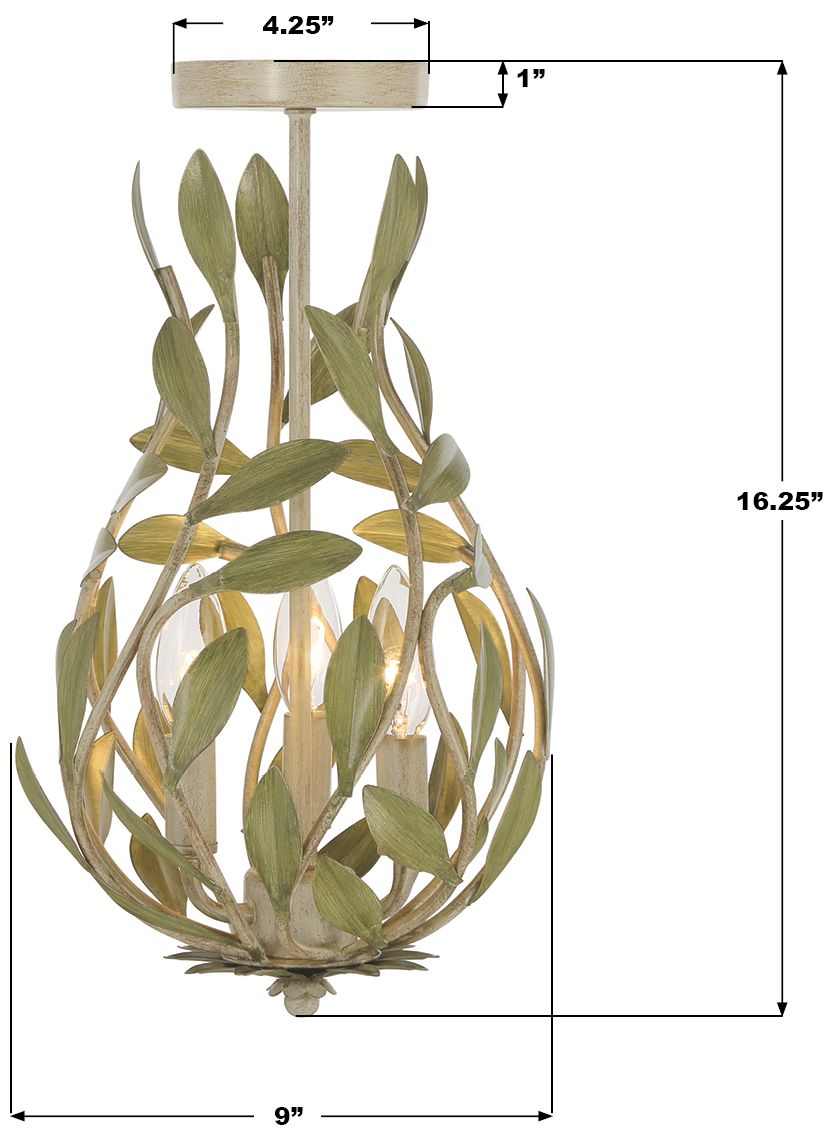 Image 7 Crystorama Broche 9'' Champagne Green Tea Semi Flush Mount more views