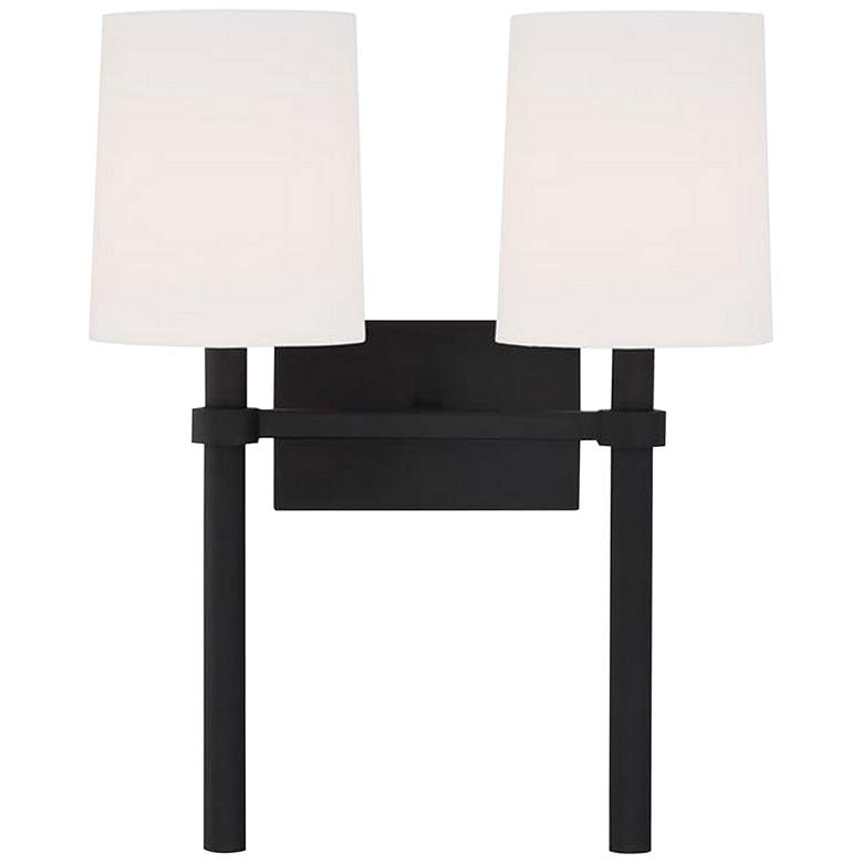 Image 1 Crystorama Bromley 18 1/4 inchH Black Forged 2-Light Wall Sconce