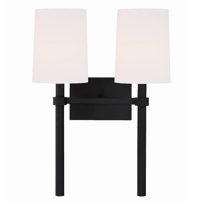 Image 1 Crystorama Bromley 18 1/4 inchH Black Forged 2-Light Wall Sconce