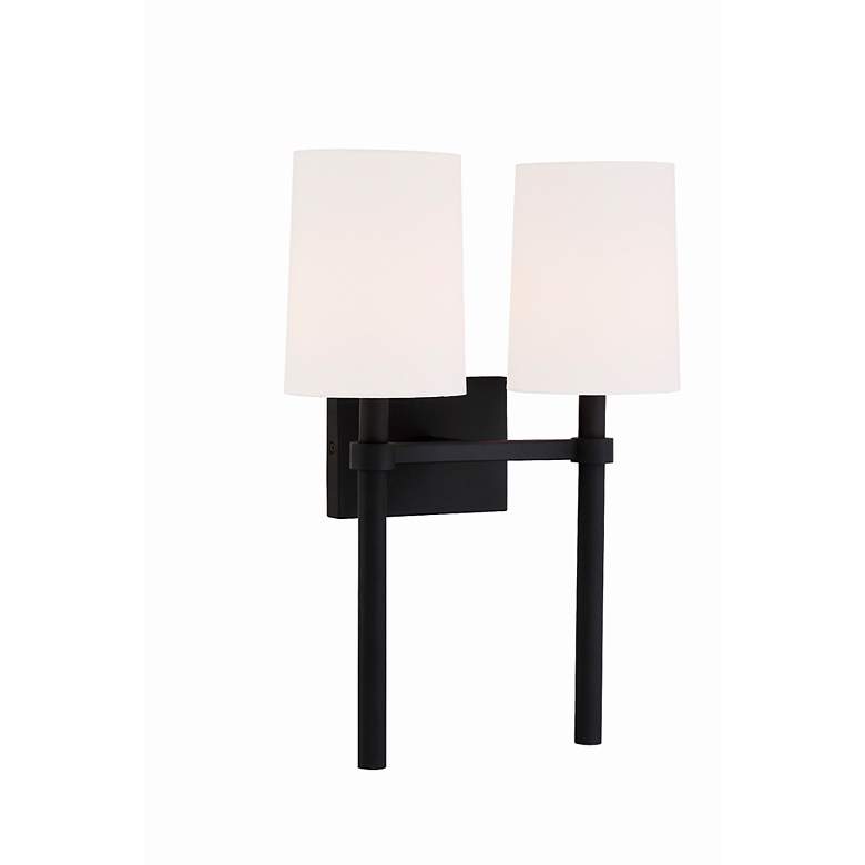 Image 3 Crystorama Bromley 18 1/4 inchH Black Forged 2-Light Wall Sconce more views