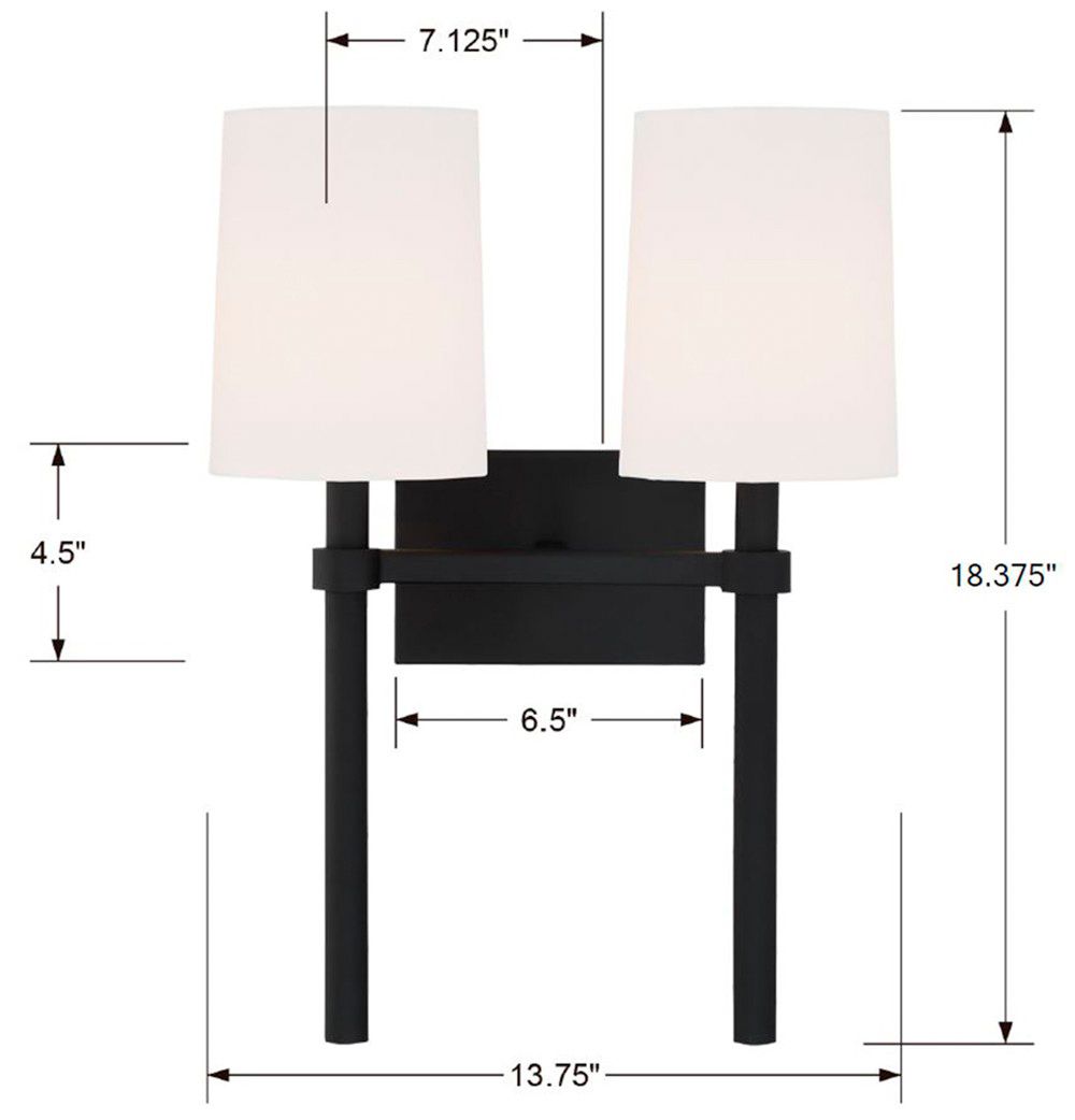 Crystorama Bromley 18 1/4"H Black Forged 2-Light Wall Sconce