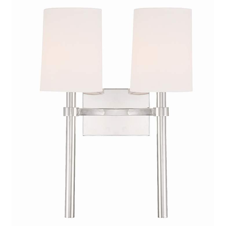 Image 1 Crystorama Bromley 18 1/4"H Polished Nickel 2-Light Sconce