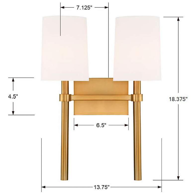 Image 6 Crystorama Bromley 18 1/4"H Vibrant Gold 2-Light Wall Sconce more views