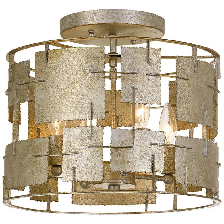 Image 1 Crystorama Bronson 14" Wide Oxidized Silver Ceiling Light