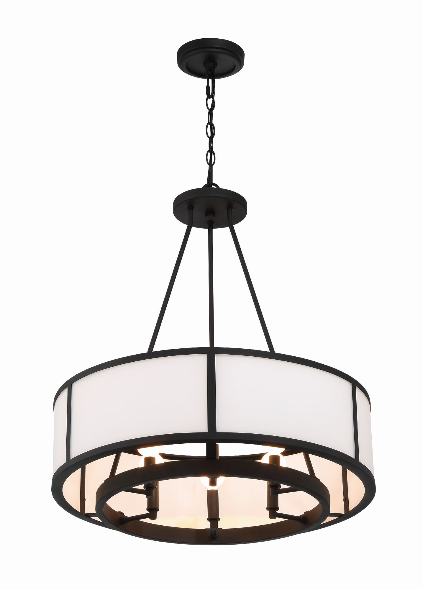 Crystorama Bryant 24"W Black Forged 6-Light Drum Chandelier in scene