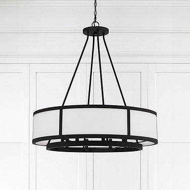 Crystorama Bryant 32" Black and White Glass 8-Light Drum Chandelier