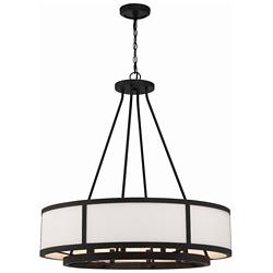 Crystorama Bryant 32" Black and White Glass 8-Light Drum Chandelier