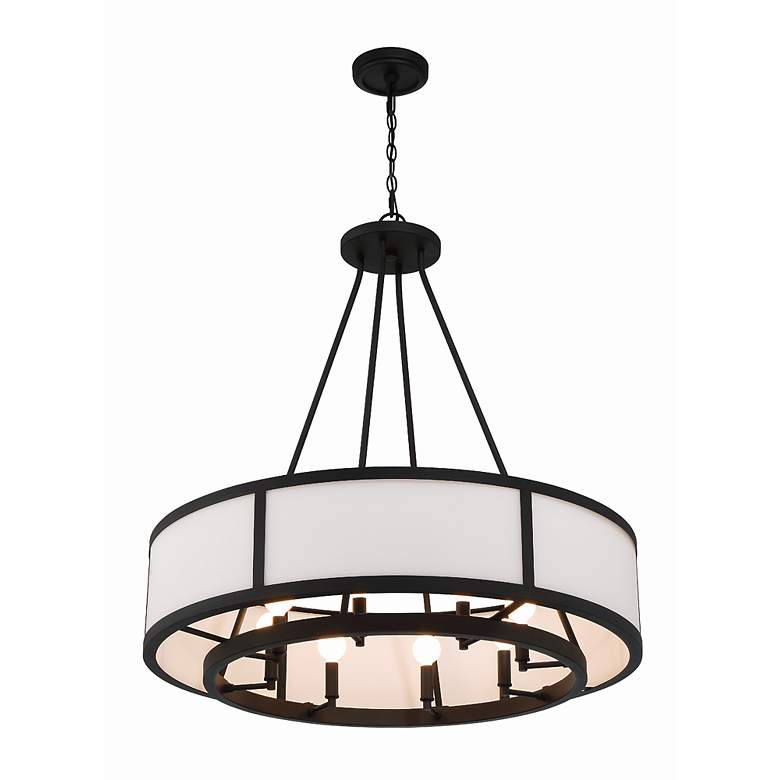 Image 4 Crystorama Bryant 32" Black and White Glass 8-Light Drum Chandelier more views