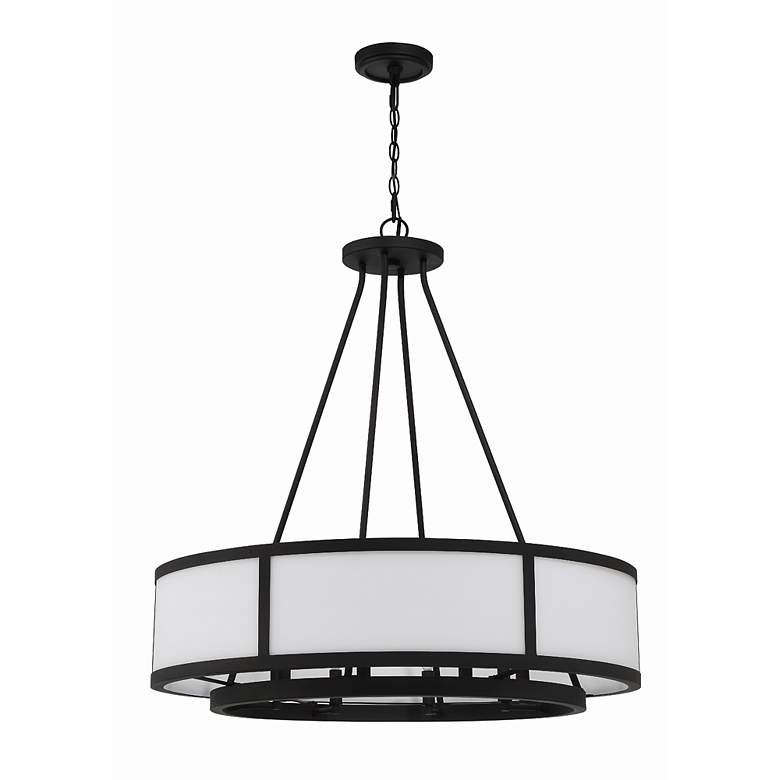 Image 5 Crystorama Bryant 32" Black and White Glass 8-Light Drum Chandelier more views