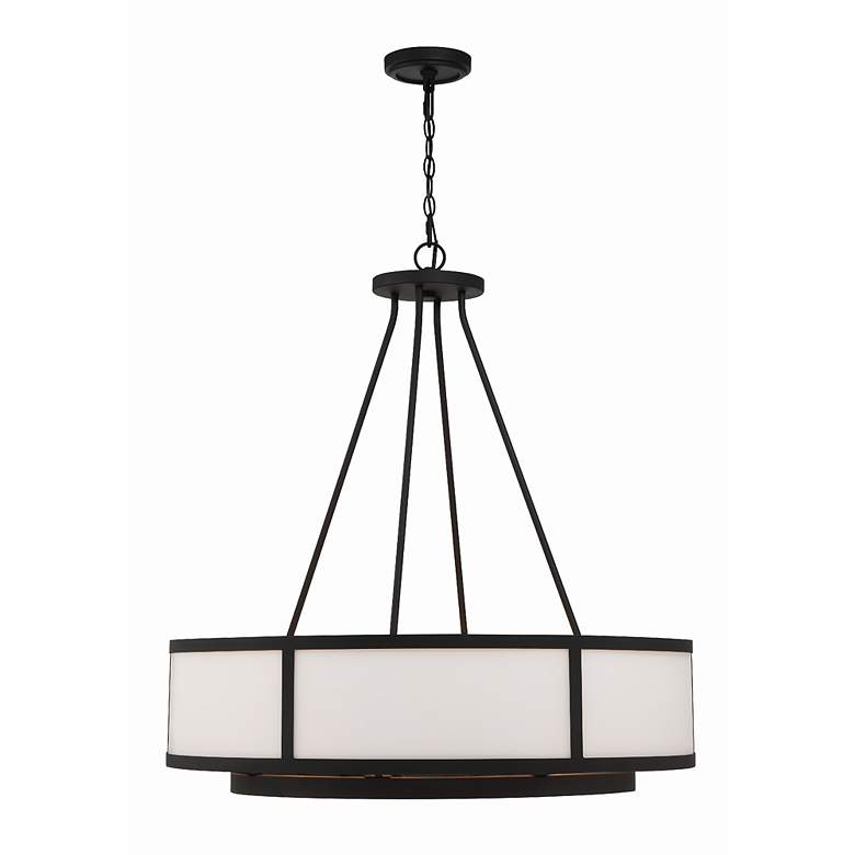 Image 6 Crystorama Bryant 32" Black and White Glass 8-Light Drum Chandelier more views