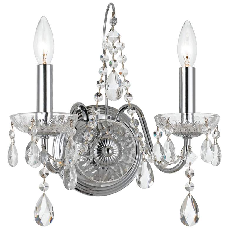 Image 1 Crystorama Butler 14"H Chrome 2-Light Crystal Wall Sconce