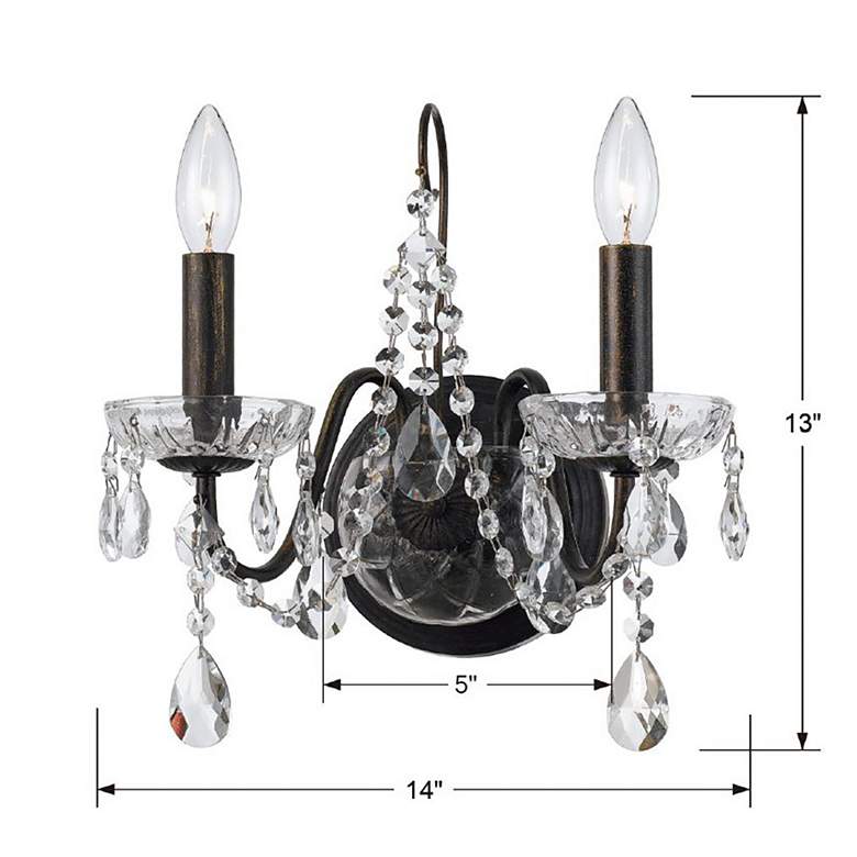 Image 4 Crystorama Butler 14"H English Bronze 2-Light Crystal Sconce more views