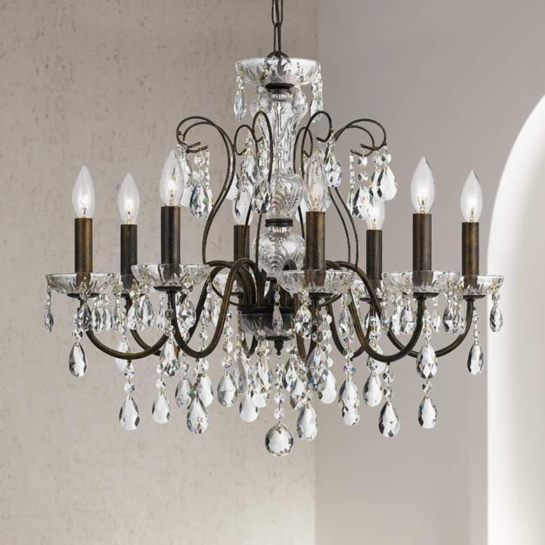 Image 1 Crystorama Butler 25 1/2 inch W English Bronze 8-Light Crystal Chandelier