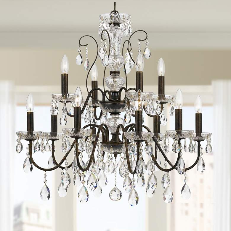 Image 1 Crystorama Butler 29 inch W English Bronze 12-Light Crystal Chandelier