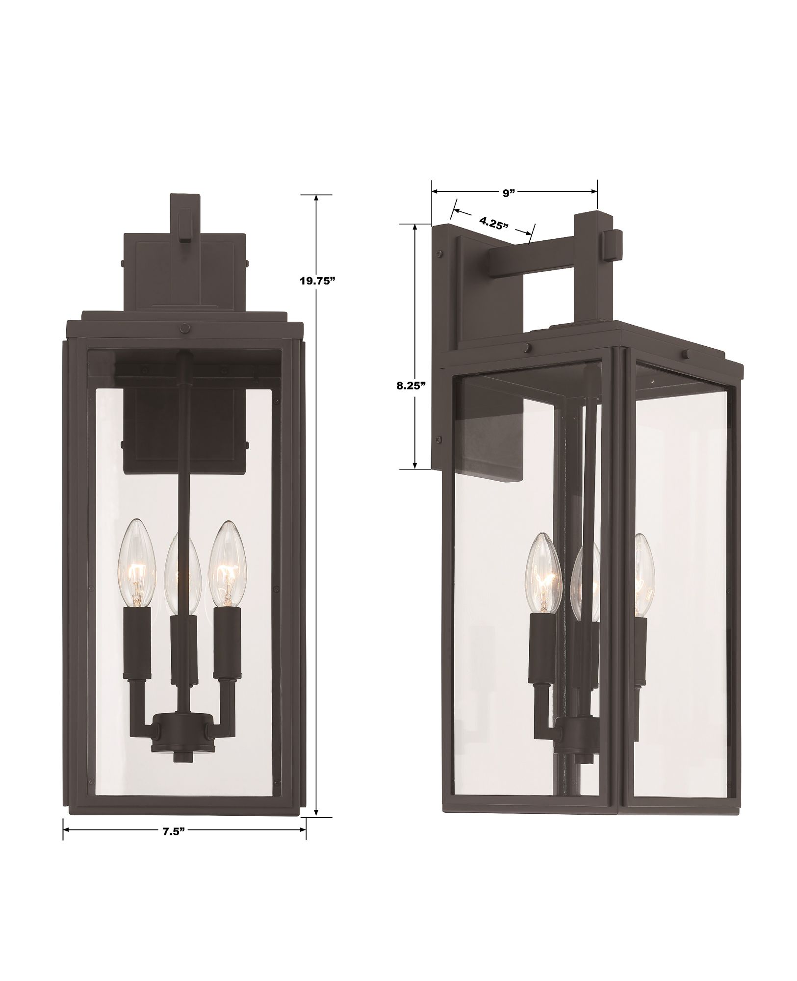 Crystorama Byron 7.5'' Matte Black Outdoor Sconce
