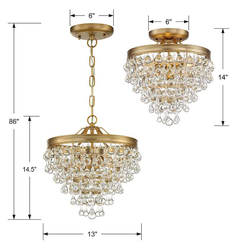 Image 6 Crystorama Calypso 12" Wide Vibrant Gold Semi-Flush Convertible more views