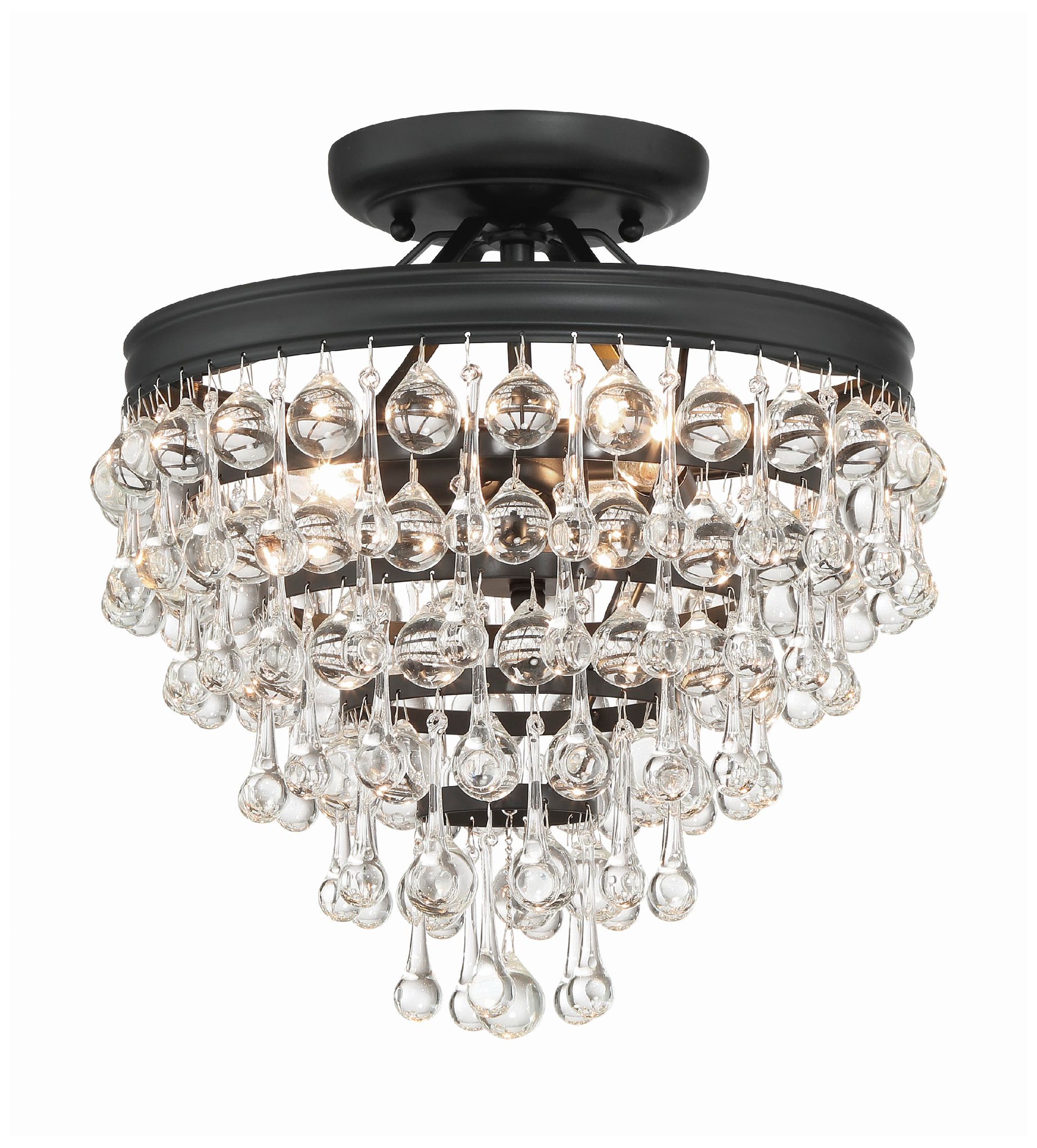 Image 2 Crystorama Calypso 13'' Crystal Teardrop Matte Black Semi Flush Mount