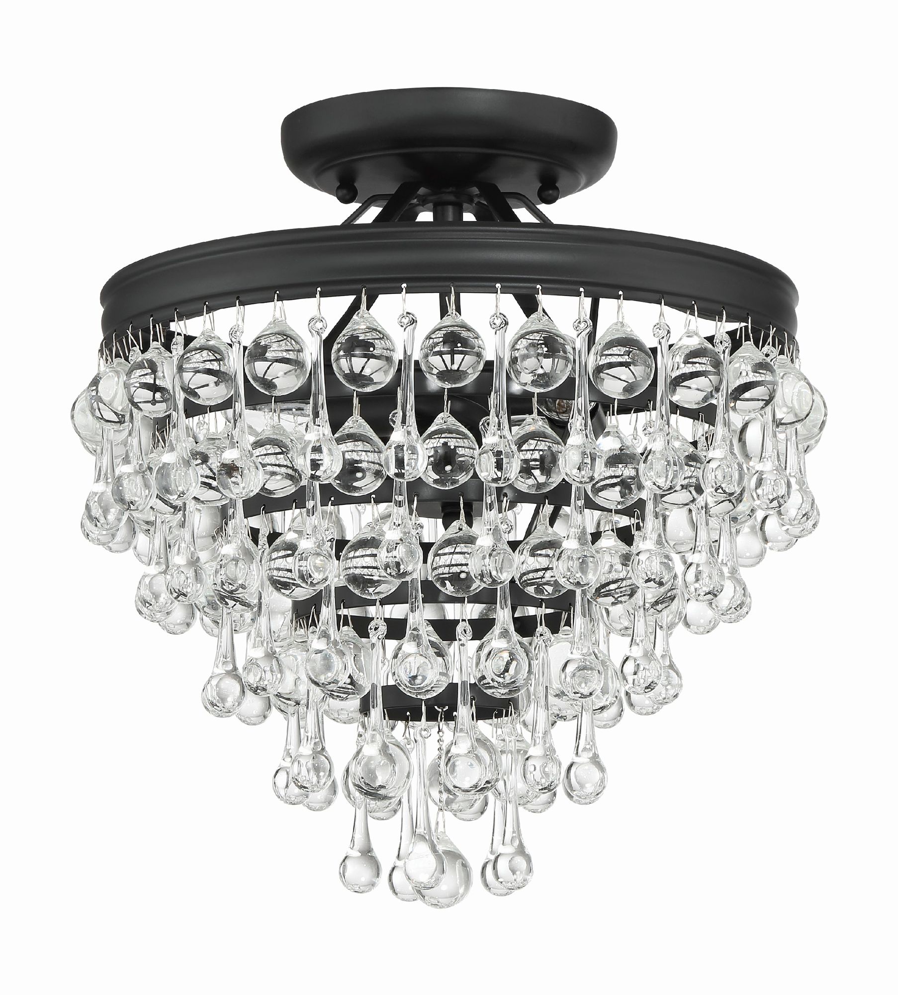 Image 3 Crystorama Calypso 13'' Crystal Teardrop Matte Black Semi Flush Mount more views