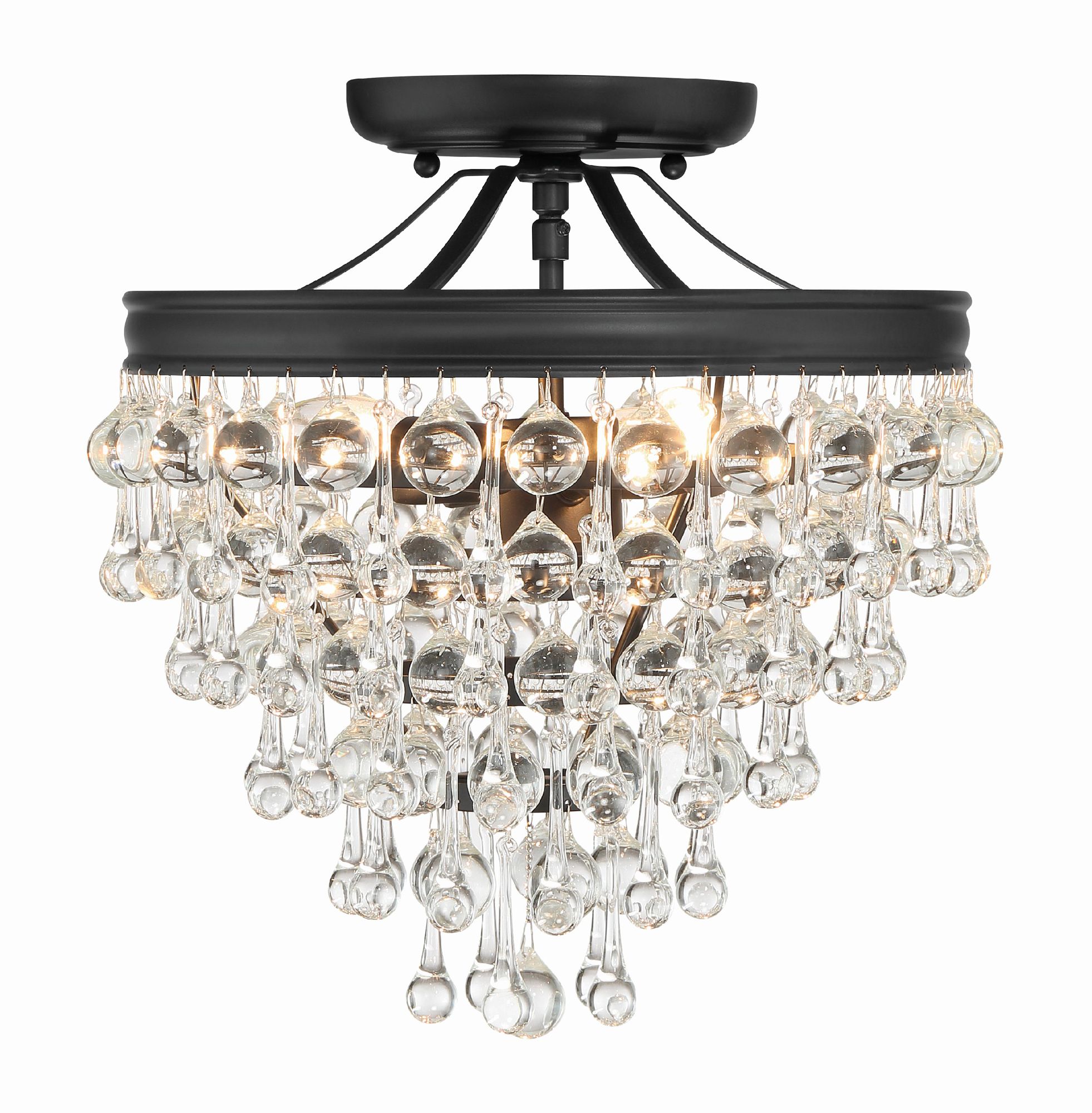 Image 4 Crystorama Calypso 13'' Crystal Teardrop Matte Black Semi Flush Mount more views