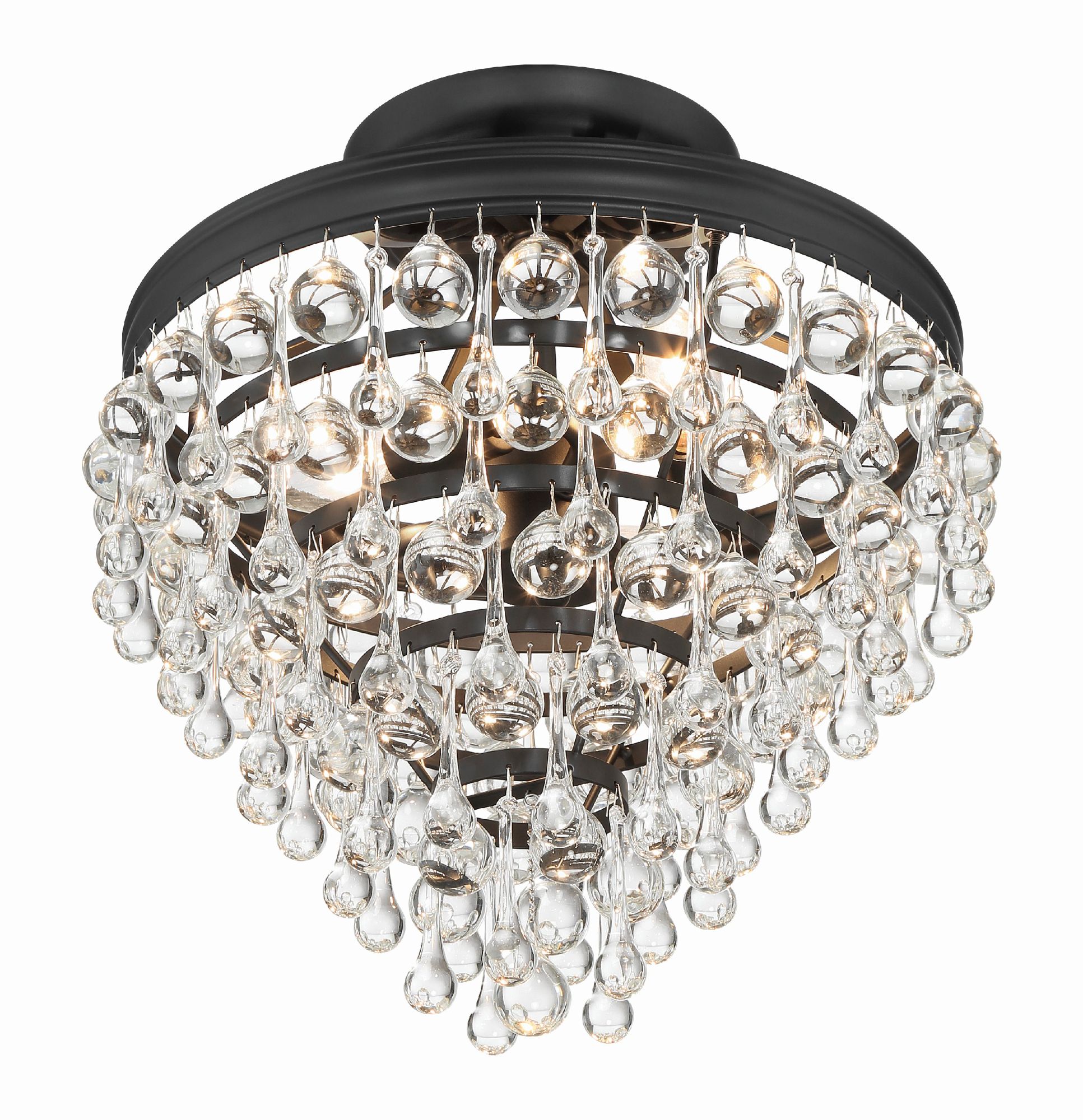 Image 5 Crystorama Calypso 13'' Crystal Teardrop Matte Black Semi Flush Mount more views