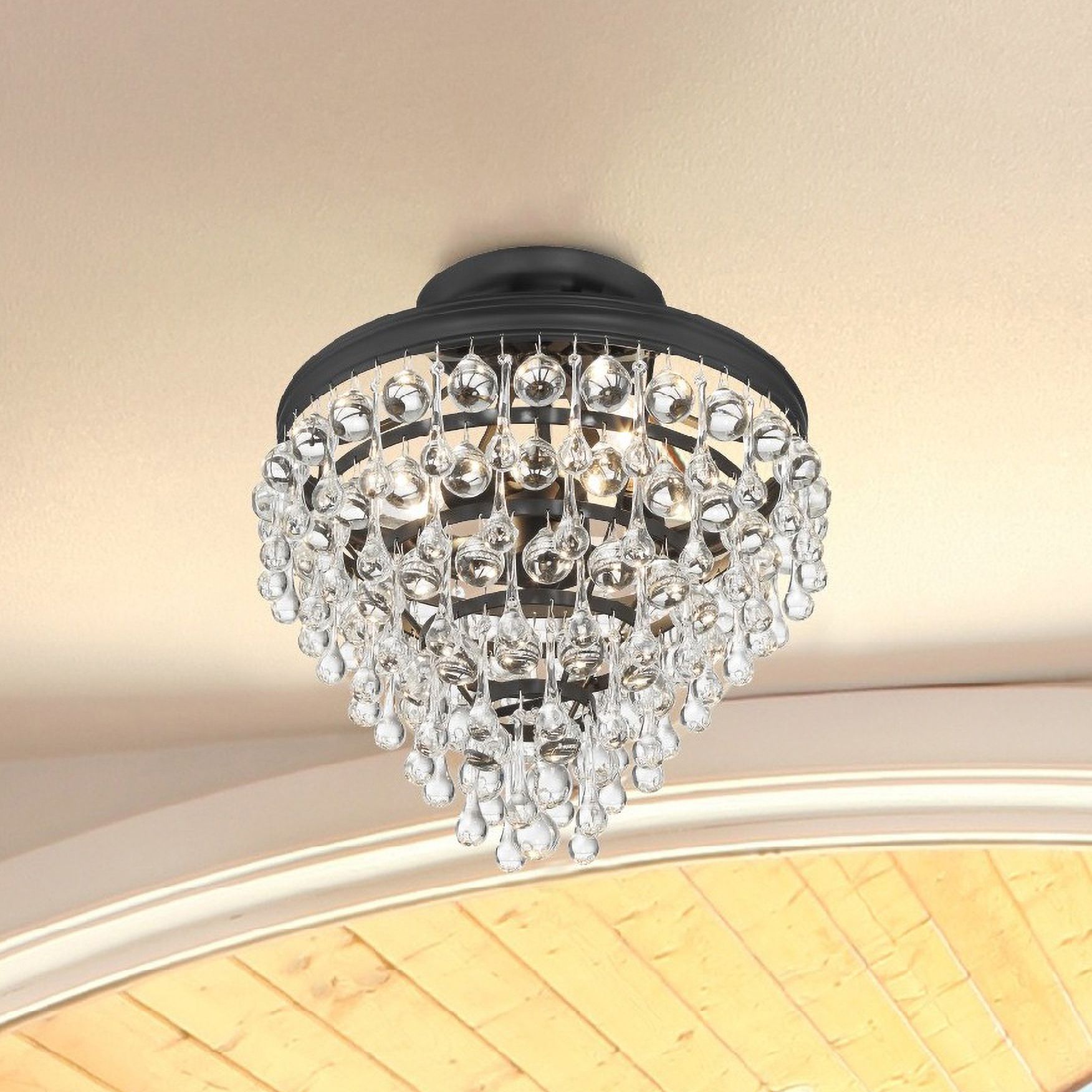 Image 6 Crystorama Calypso 13'' Crystal Teardrop Matte Black Semi Flush Mount more views