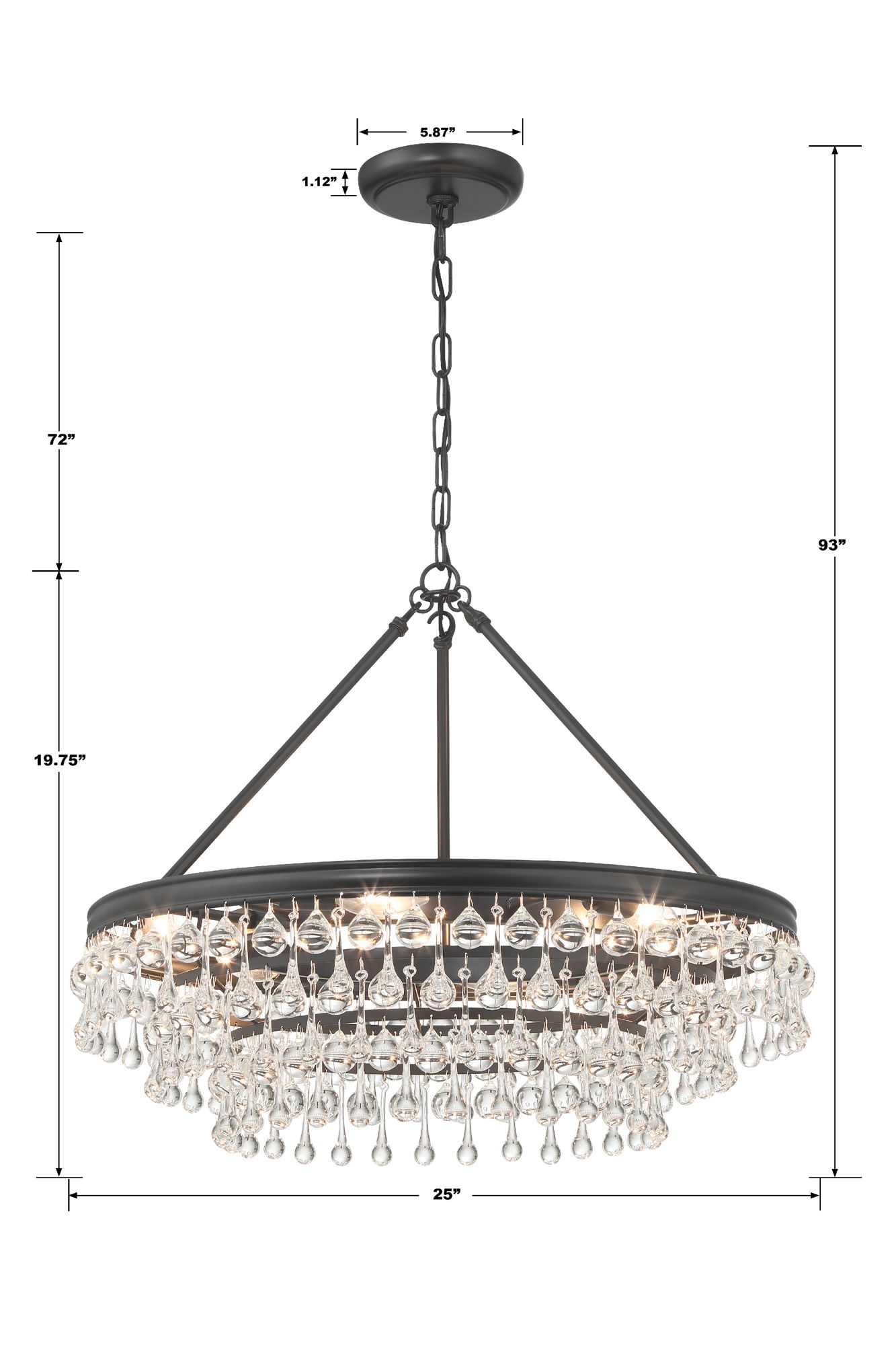Crystorama Calypso 25" Wide Matte Black 6-Light Chandelier in scene