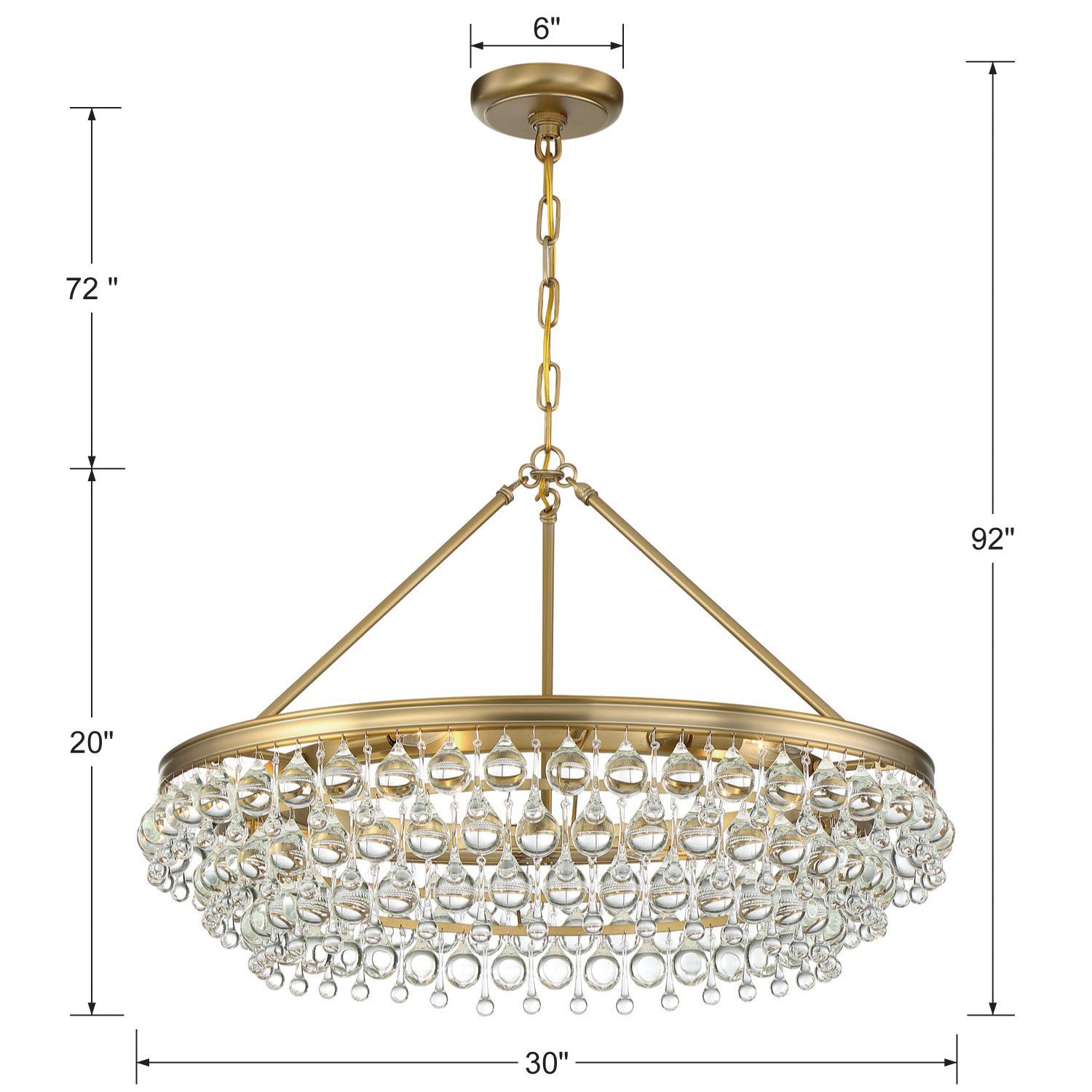 Crystorama Calypso 30" Vibrant Gold and Crystal Teardrop Chandelier in scene