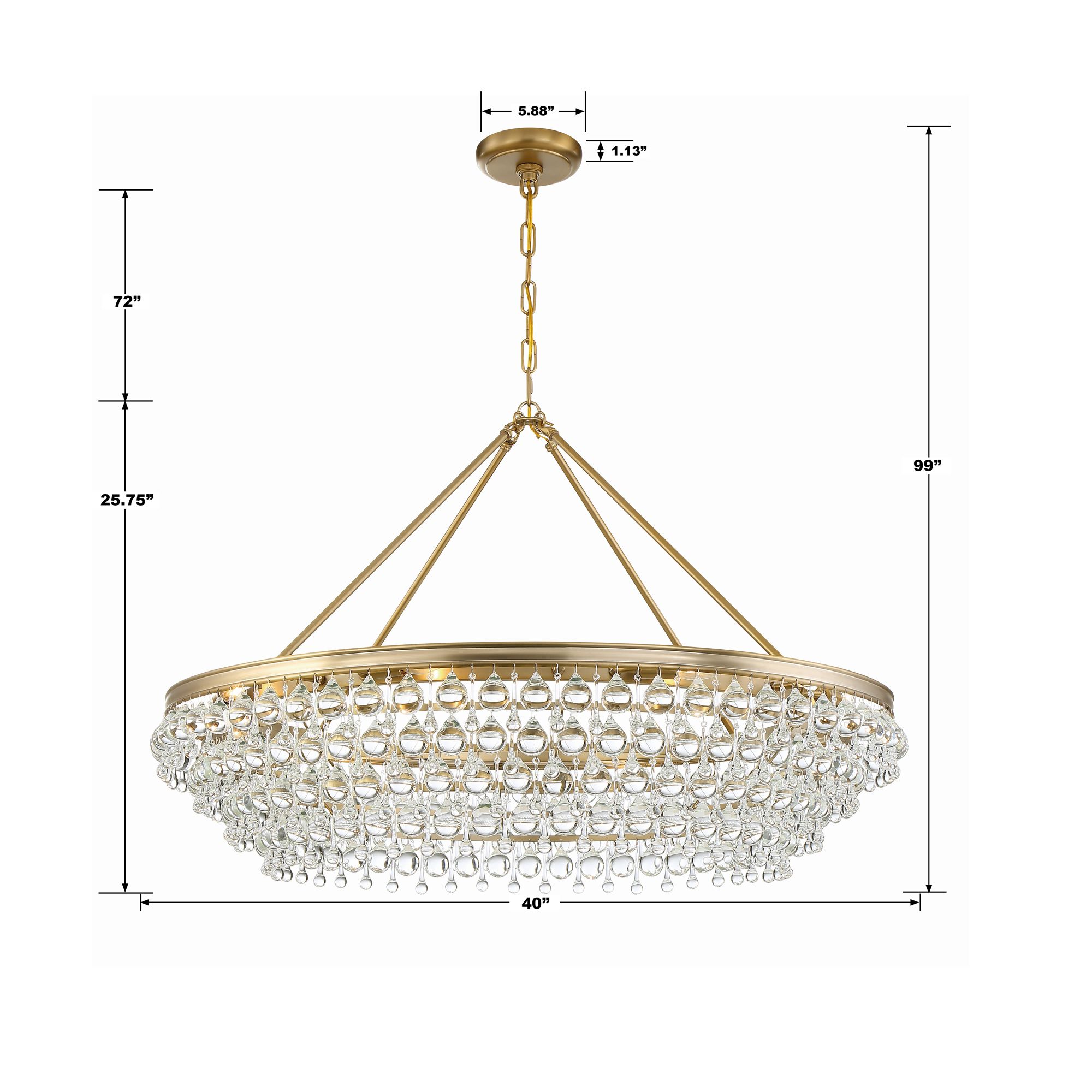 Crystorama Calypso 40" Wide Vibrant Gold and Crystal Chandelier