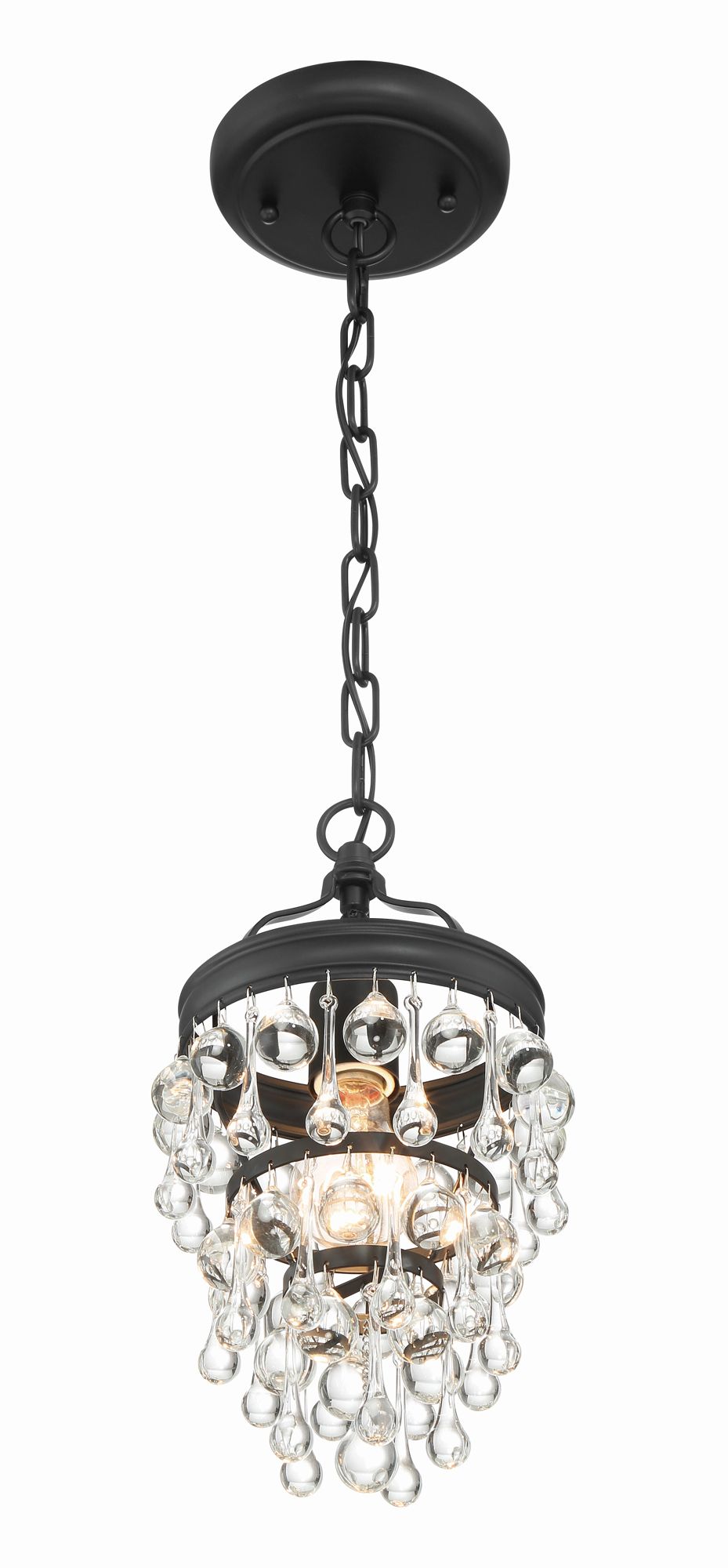 Image 4 Crystorama Calypso 7.25'' Crystal Teardrop Matte Black Chandelier more views