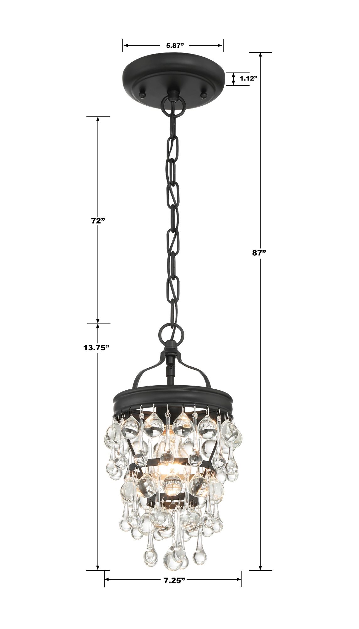 Image 7 Crystorama Calypso 7.25'' Crystal Teardrop Matte Black Chandelier more views
