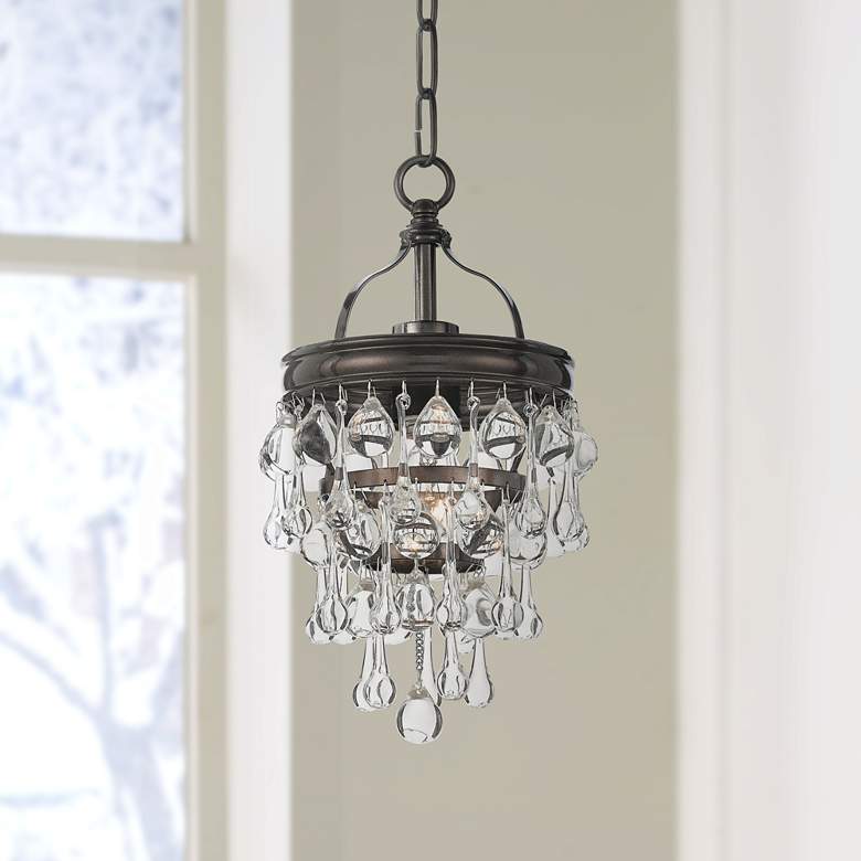 Image 1 Crystorama Calypso 7 1/2" Vibrant Bronze and Crystal Mini Chandelier
