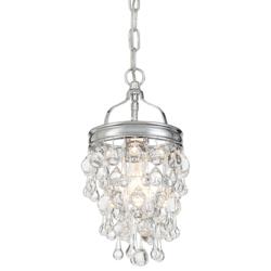 Crystorama Calypso 7 1/2&quot; Wide Chrome and Crystal Mini Pendant
