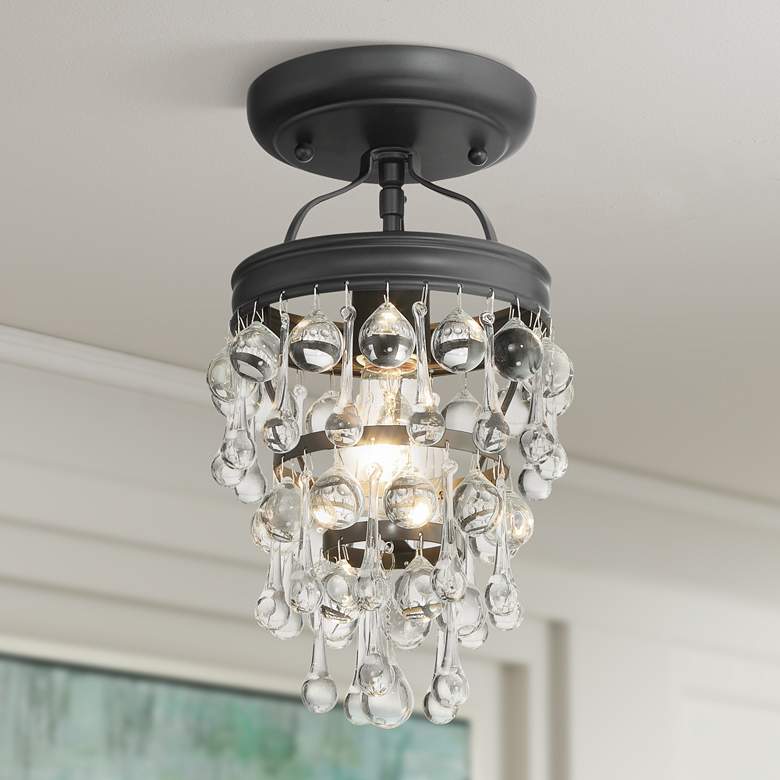 Image 1 Crystorama Calypso 7 1/4" Wide Matte Black Ceiling Light