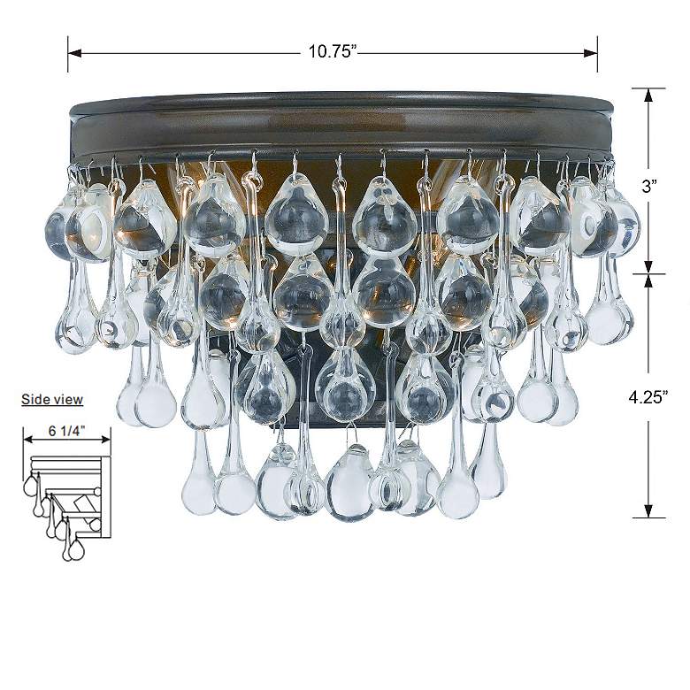 Image 6 Crystorama Calypso Bronze 10 1/2" Wide Crystal Wall Sconce more views