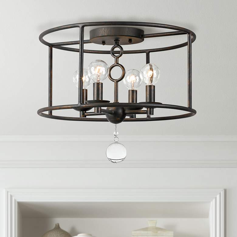 Image 1 Crystorama Cameron 15" Wide Bronze Ceiling Light