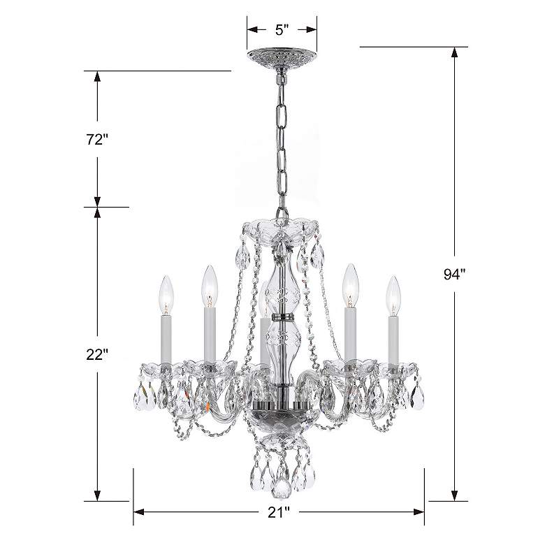 Image 5 Crystorama Candelabra 21" Chrome Traditional Crystal Chandelier more views