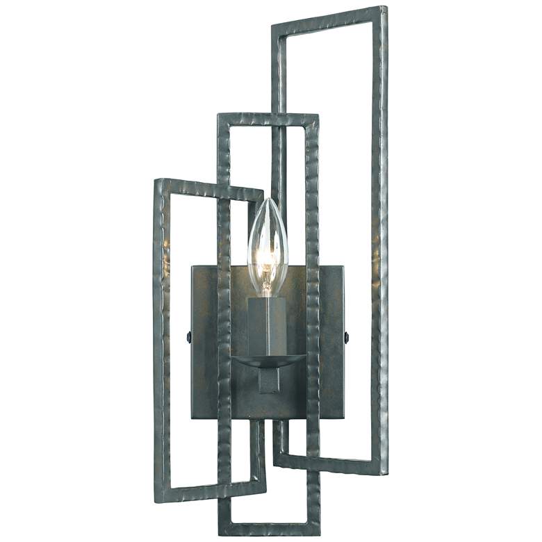 Image 1 Crystorama Capri 15 3/4 inchH Gray Hammered Steel Wall Sconce