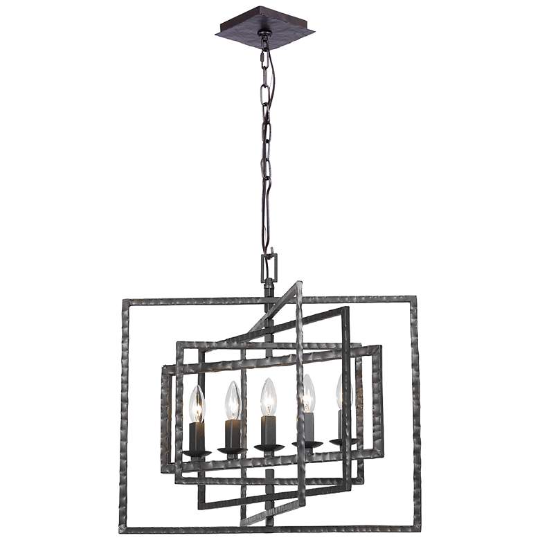 Image 2 Crystorama Capri 24"W Raw Steel 5-Light Pendant