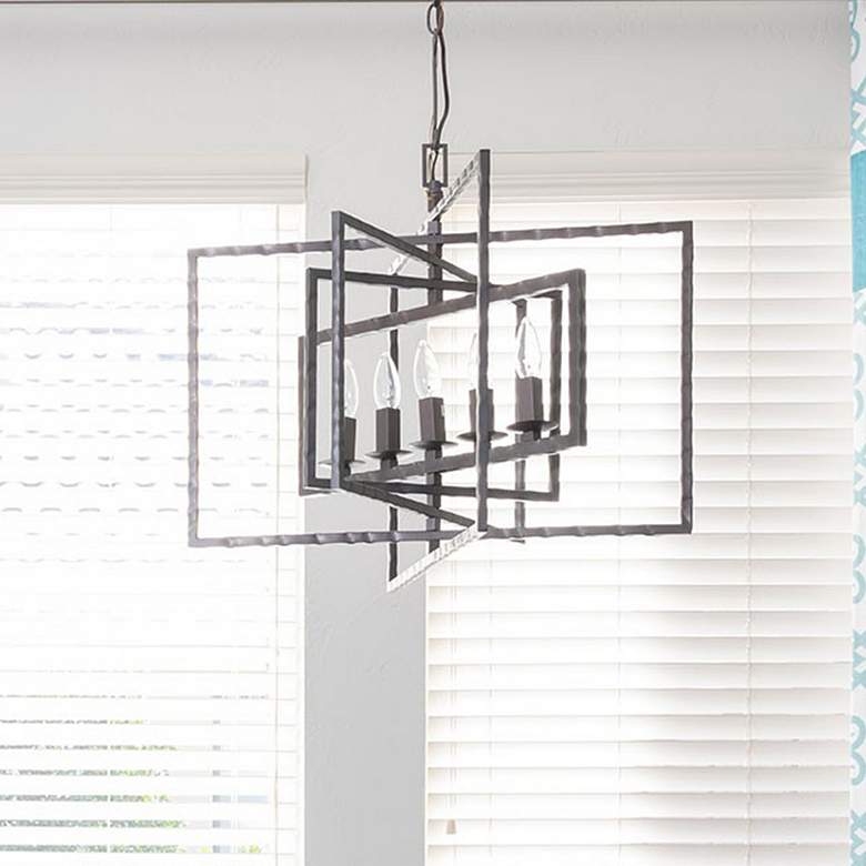 Image 1 Crystorama Capri 24"W Raw Steel 5-Light Pendant
