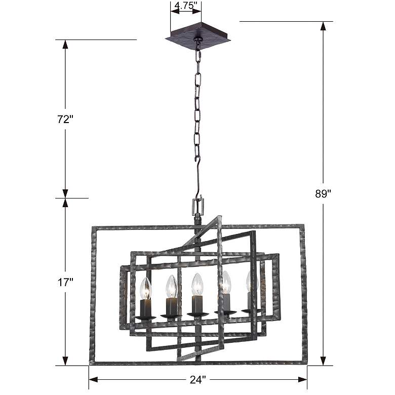 Image 6 Crystorama Capri 24"W Raw Steel 5-Light Pendant more views