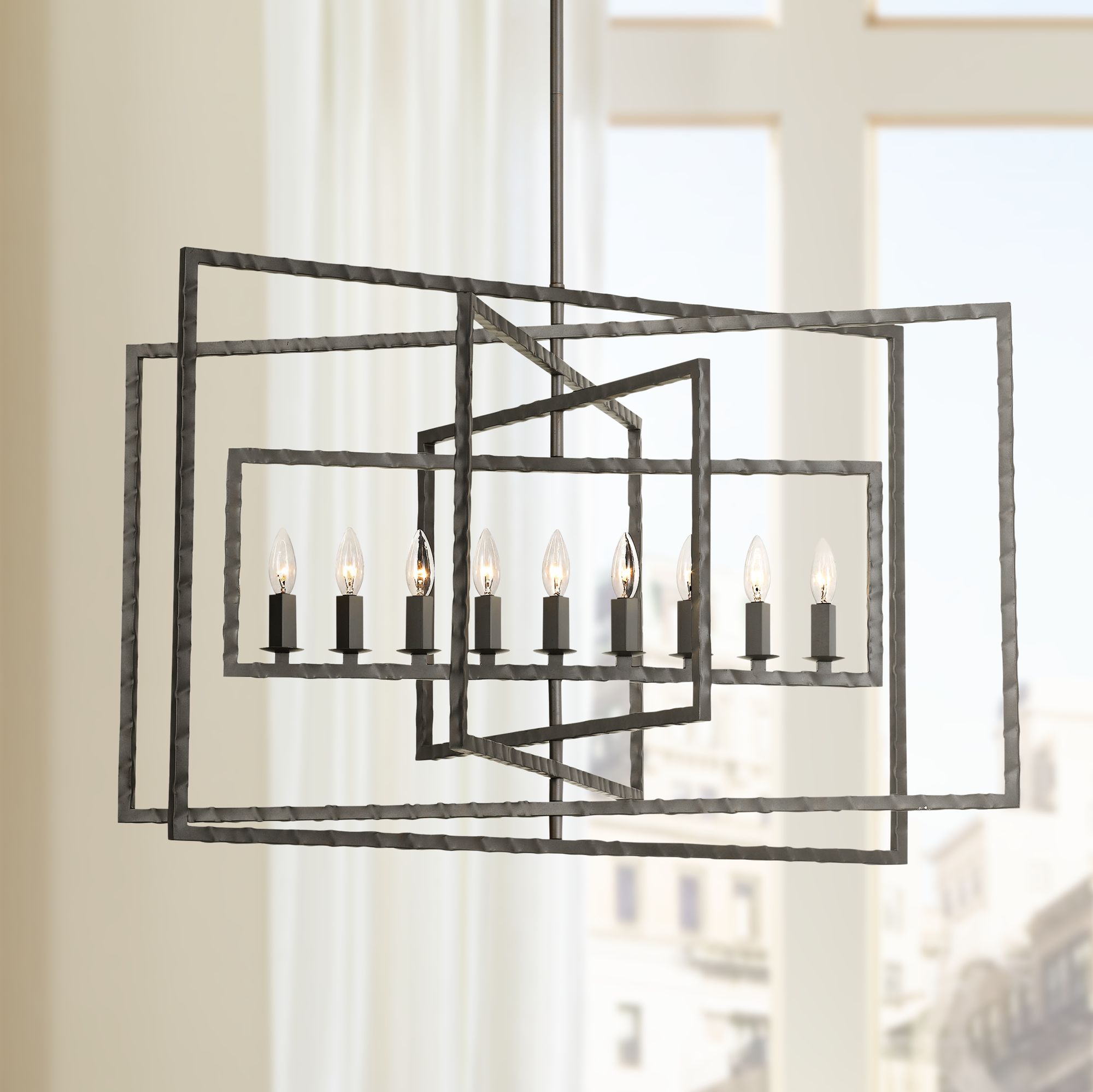 square wrought iron chandelier