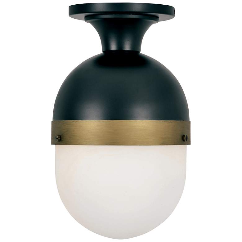 Image 2 Crystorama Capsule 8" Wide Matte Black and Opal Glass Ceiling Light