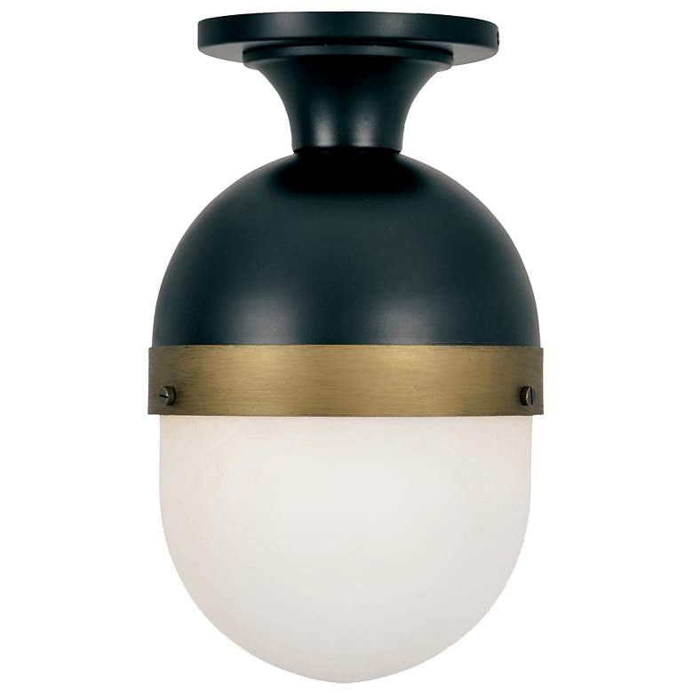 Image 2 Crystorama Capsule 8" Wide Matte Black and Opal Glass Ceiling Light