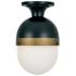 Crystorama Capsule 8" Wide Matte Black and Opal Glass Ceiling Light
